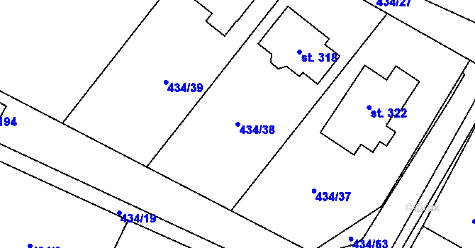 Parcela st. 434/38 v KÚ Libuň, Katastrální mapa