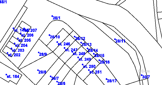 Parcela st. 28/13 v KÚ Libuň, Katastrální mapa