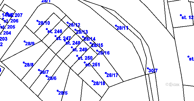 Parcela st. 28/16 v KÚ Libuň, Katastrální mapa