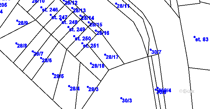 Parcela st. 28/17 v KÚ Libuň, Katastrální mapa