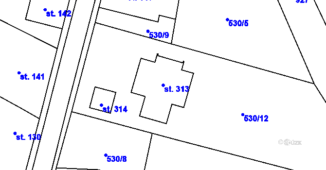Parcela st. 313 v KÚ Libuň, Katastrální mapa