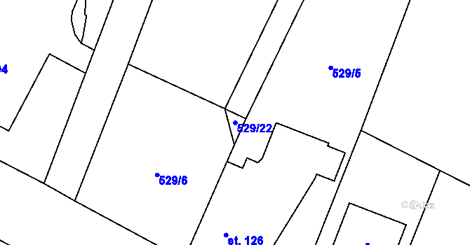 Parcela st. 529/22 v KÚ Libuň, Katastrální mapa