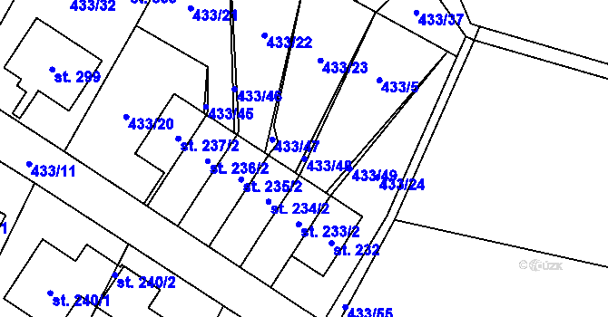 Parcela st. 433/48 v KÚ Libuň, Katastrální mapa