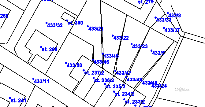 Parcela st. 433/46 v KÚ Libuň, Katastrální mapa