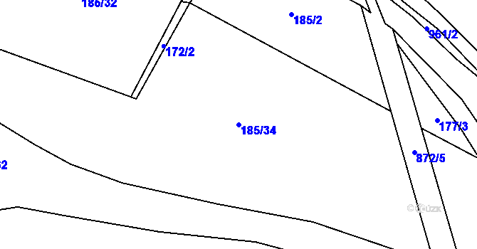 Parcela st. 185/34 v KÚ Libuň, Katastrální mapa