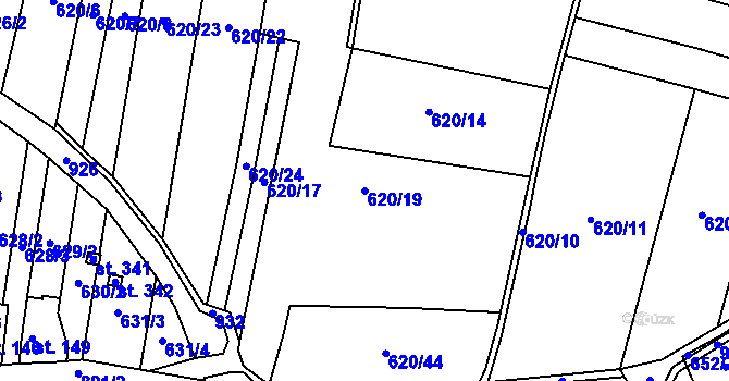 Parcela st. 620/19 v KÚ Libuň, Katastrální mapa