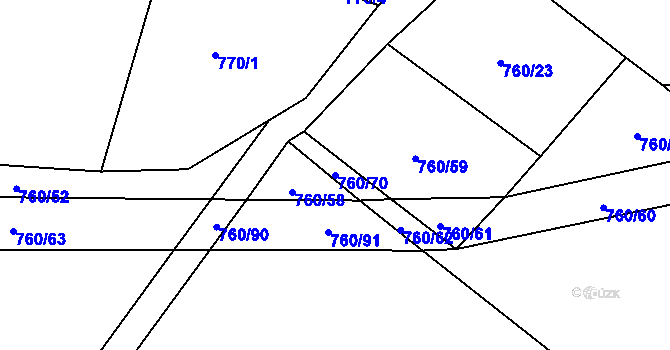 Parcela st. 760/70 v KÚ Libuň, Katastrální mapa