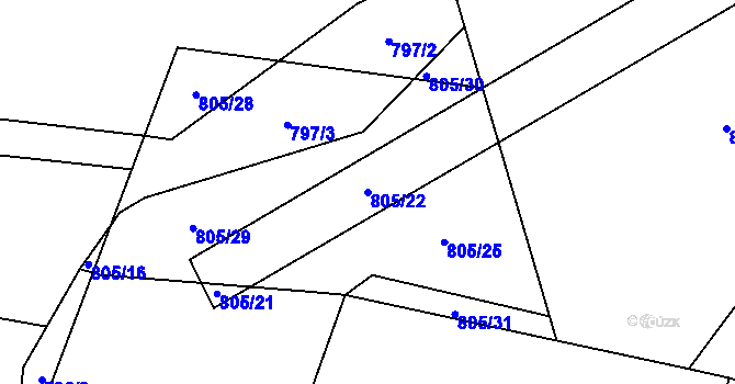 Parcela st. 805/22 v KÚ Libuň, Katastrální mapa