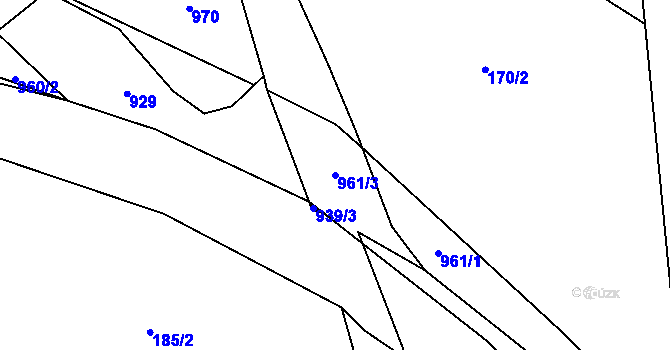 Parcela st. 961/3 v KÚ Libuň, Katastrální mapa