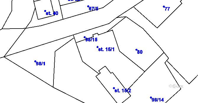 Parcela st. 15 v KÚ Libunec, Katastrální mapa