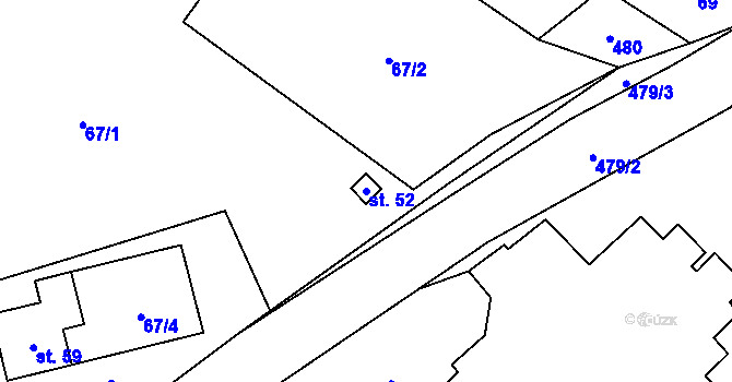 Parcela st. 52 v KÚ Libunec, Katastrální mapa