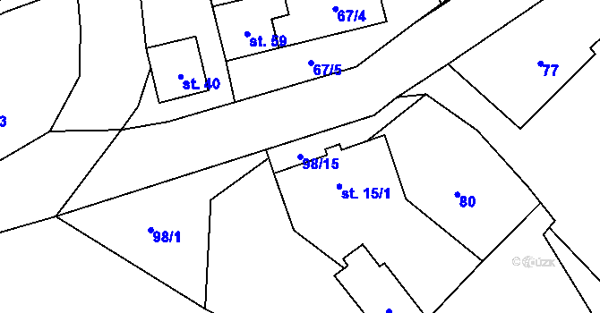 Parcela st. 98/15 v KÚ Libunec, Katastrální mapa