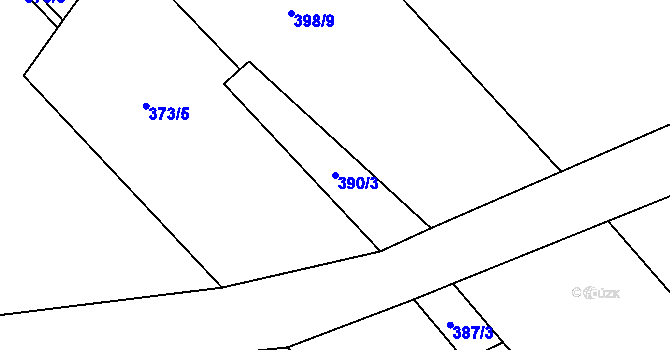 Parcela st. 390/3 v KÚ Libunec, Katastrální mapa