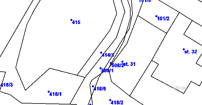 Parcela st. 414/1 v KÚ Libunec, Katastrální mapa