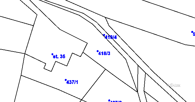 Parcela st. 418/3 v KÚ Libunec, Katastrální mapa