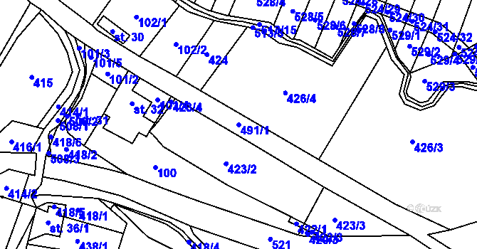 Parcela st. 491/1 v KÚ Libunec, Katastrální mapa