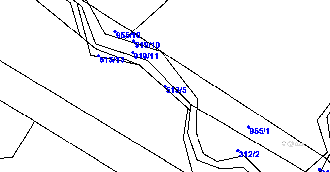 Parcela st. 513/5 v KÚ Libunec, Katastrální mapa