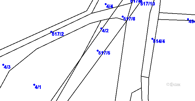 Parcela st. 517/5 v KÚ Libunec, Katastrální mapa