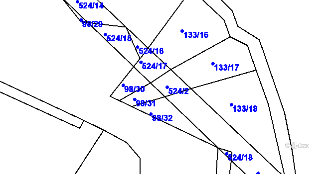 Parcela st. 524/2 v KÚ Libunec, Katastrální mapa