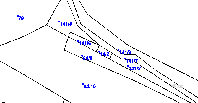 Parcela st. 14/2 v KÚ Libunec, Katastrální mapa