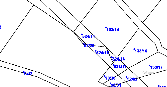 Parcela st. 98/29 v KÚ Libunec, Katastrální mapa