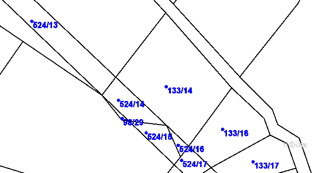 Parcela st. 133/14 v KÚ Libunec, Katastrální mapa