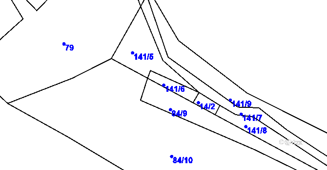 Parcela st. 141/6 v KÚ Libunec, Katastrální mapa