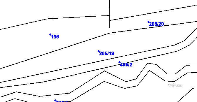 Parcela st. 205/19 v KÚ Libunec, Katastrální mapa