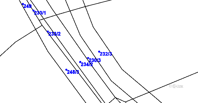 Parcela st. 232/3 v KÚ Libunec, Katastrální mapa