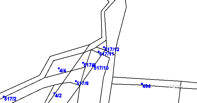 Parcela st. 517/11 v KÚ Libunec, Katastrální mapa