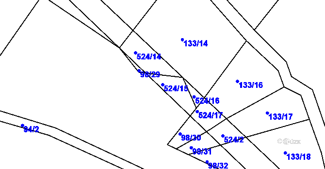 Parcela st. 524/15 v KÚ Libunec, Katastrální mapa