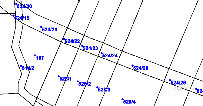 Parcela st. 524/24 v KÚ Libunec, Katastrální mapa