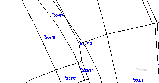 Parcela st. 533/13 v KÚ Libunec, Katastrální mapa