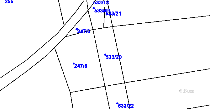 Parcela st. 533/20 v KÚ Libunec, Katastrální mapa
