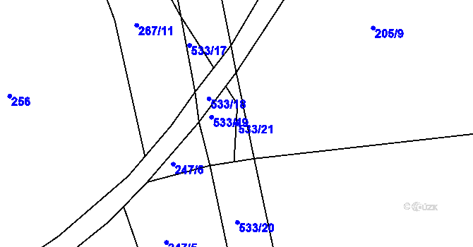 Parcela st. 533/21 v KÚ Libunec, Katastrální mapa