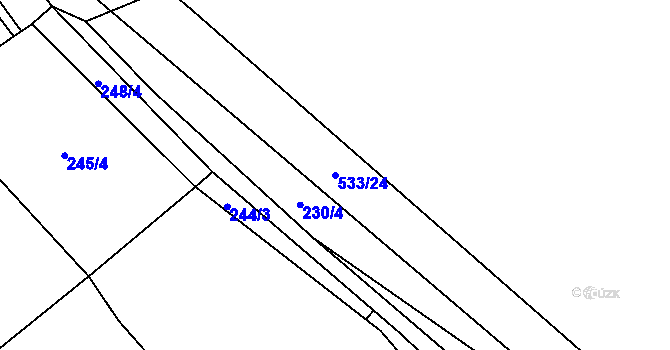 Parcela st. 533/24 v KÚ Libunec, Katastrální mapa