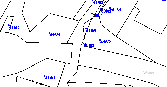 Parcela st. 508/3 v KÚ Libunec, Katastrální mapa