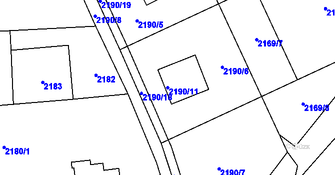 Parcela st. 2190/11 v KÚ Libušín, Katastrální mapa