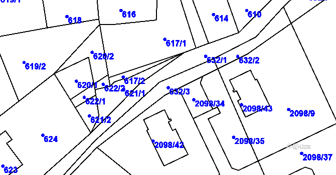 Parcela st. 632/3 v KÚ Libušín, Katastrální mapa