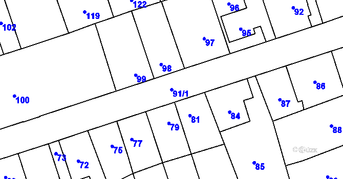 Parcela st. 91/1 v KÚ Libušín, Katastrální mapa