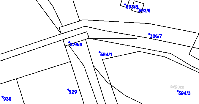 Parcela st. 594/1 v KÚ Libušín, Katastrální mapa
