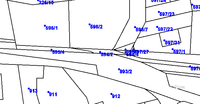 Parcela st. 594/2 v KÚ Libušín, Katastrální mapa