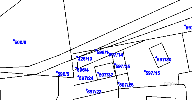 Parcela st. 598/1 v KÚ Libušín, Katastrální mapa