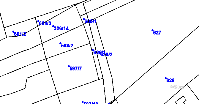 Parcela st. 629/2 v KÚ Libušín, Katastrální mapa