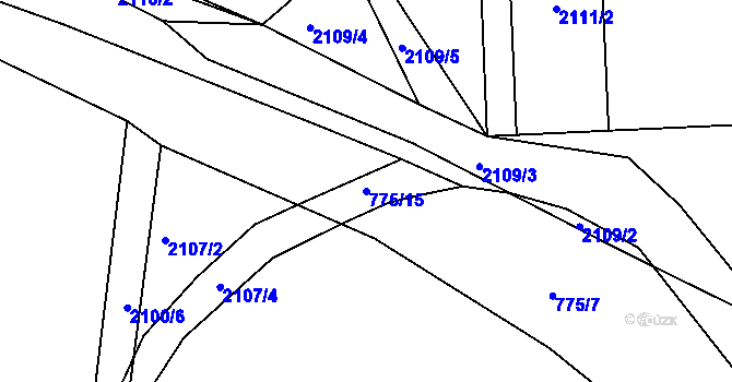 Parcela st. 775/15 v KÚ Libušín, Katastrální mapa