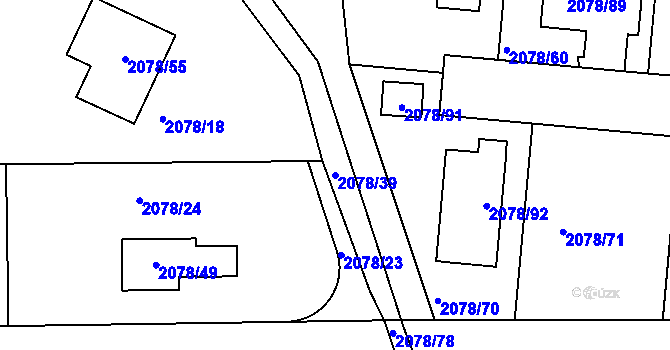 Parcela st. 2078/39 v KÚ Libušín, Katastrální mapa