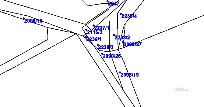 Parcela st. 2098/26 v KÚ Libušín, Katastrální mapa