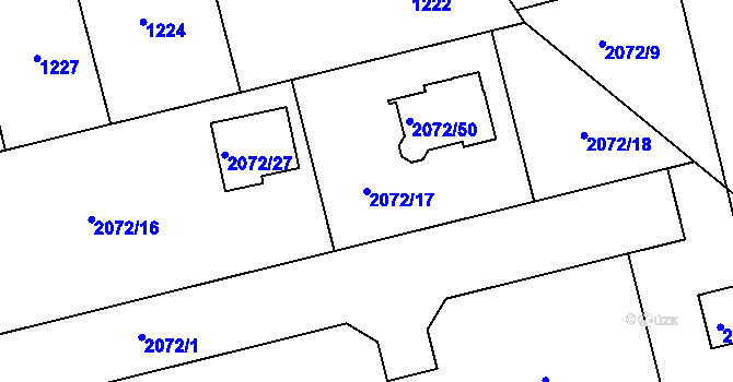 Parcela st. 2072/17 v KÚ Libušín, Katastrální mapa