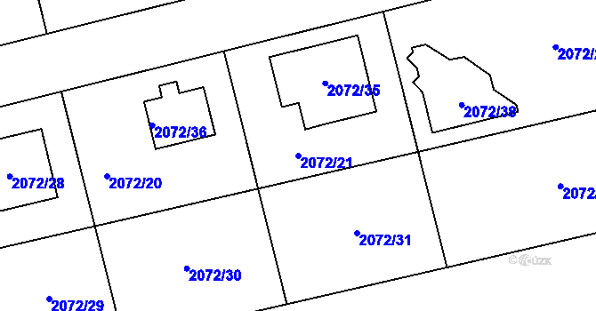 Parcela st. 2072/21 v KÚ Libušín, Katastrální mapa