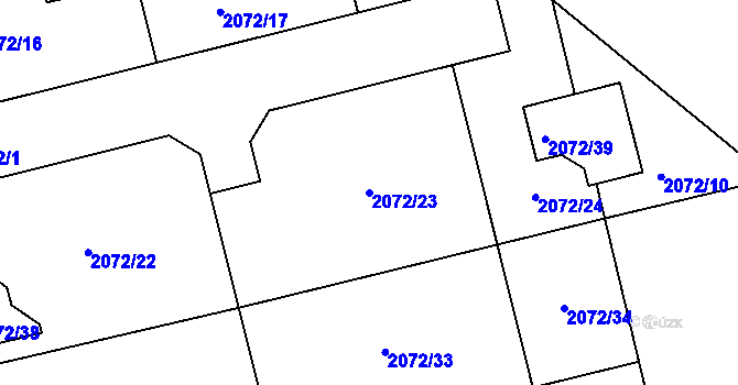Parcela st. 2072/23 v KÚ Libušín, Katastrální mapa